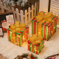 HKM-727059 Remote Control Christmas Gift Box Light Set – Three-Piece Decorative Holiday Lights
