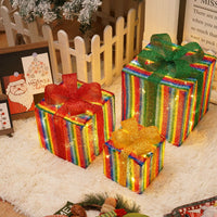 HKM-727059 Remote Control Christmas Gift Box Light Set – Three-Piece Decorative Holiday Lights