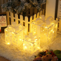HKM-727059 Remote Control Christmas Gift Box Light Set – Three-Piece Decorative Holiday Lights