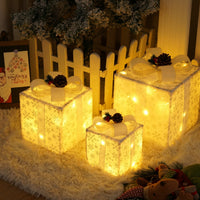HKM-727059 Remote Control Christmas Gift Box Light Set – Three-Piece Decorative Holiday Lights