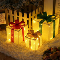 HKM-727059 Remote Control Christmas Gift Box Light Set – Three-Piece Decorative Holiday Lights
