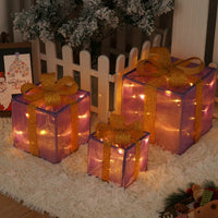 HKM-727059 Remote Control Christmas Gift Box Light Set – Three-Piece Decorative Holiday Lights