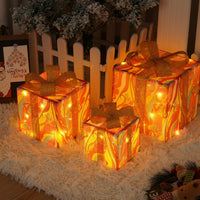 HKM-727059 Remote Control Christmas Gift Box Light Set – Three-Piece Decorative Holiday Lights