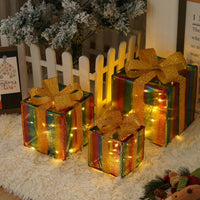 HKM-727059 Remote Control Christmas Gift Box Light Set – Three-Piece Decorative Holiday Lights