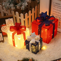 HKM-727059 Remote Control Christmas Gift Box Light Set – Three-Piece Decorative Holiday Lights