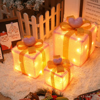 HKM-727059 Remote Control Christmas Gift Box Light Set – Three-Piece Decorative Holiday Lights