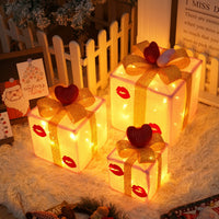HKM-727059 Remote Control Christmas Gift Box Light Set – Three-Piece Decorative Holiday Lights