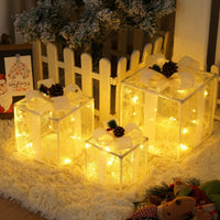 HKM-727059 Remote Control Christmas Gift Box Light Set – Three-Piece Decorative Holiday Lights