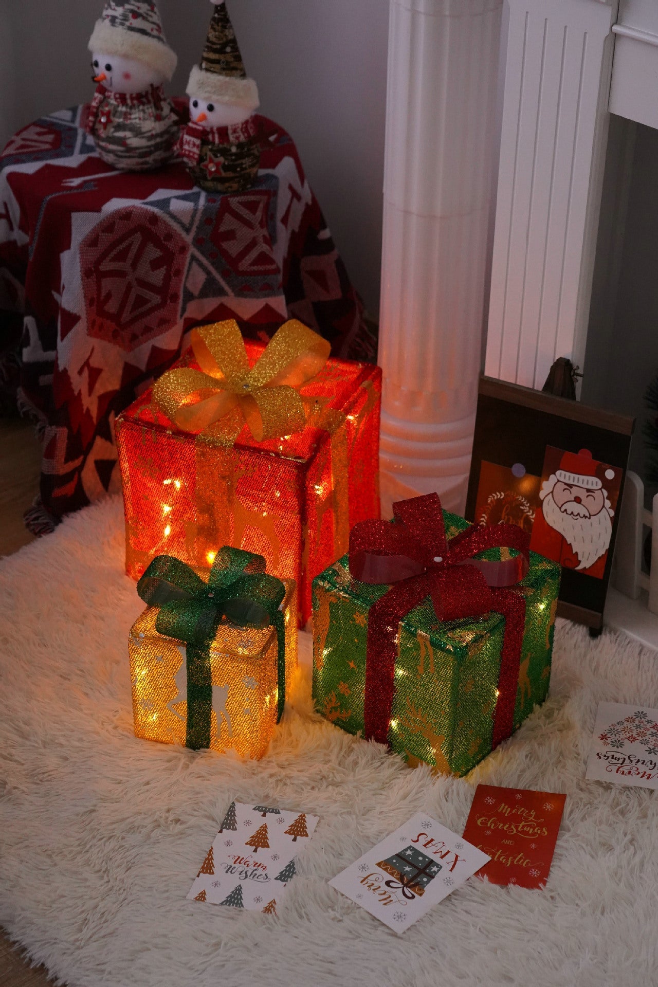 HKM-727059 Remote Control Christmas Gift Box Light Set – Three-Piece Decorative Holiday Lights