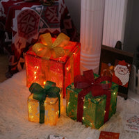 HKM-727059 Remote Control Christmas Gift Box Light Set – Three-Piece Decorative Holiday Lights