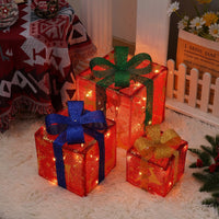 HKM-727059 Remote Control Christmas Gift Box Light Set – Three-Piece Decorative Holiday Lights
