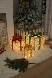 HKM-727059 Remote Control Christmas Gift Box Light Set – Three-Piece Decorative Holiday Lights