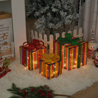 HKM-727059 Remote Control Christmas Gift Box Light Set – Three-Piece Decorative Holiday Lights