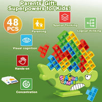 HKM-727123 Kids Educational Stacking Balance Blocks Game - 48 Piece Plastic Puzzle Toy