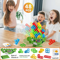 HKM-727123 Kids Educational Stacking Balance Blocks Game - 48 Piece Plastic Puzzle Toy