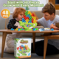 HKM-727123 Kids Educational Stacking Balance Blocks Game - 48 Piece Plastic Puzzle Toy