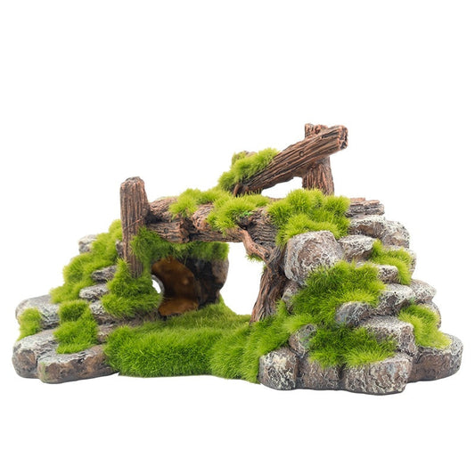 HKM-727123 Resin Aquarium Flock Stone Decoration for Natural Underwater Aesthetic