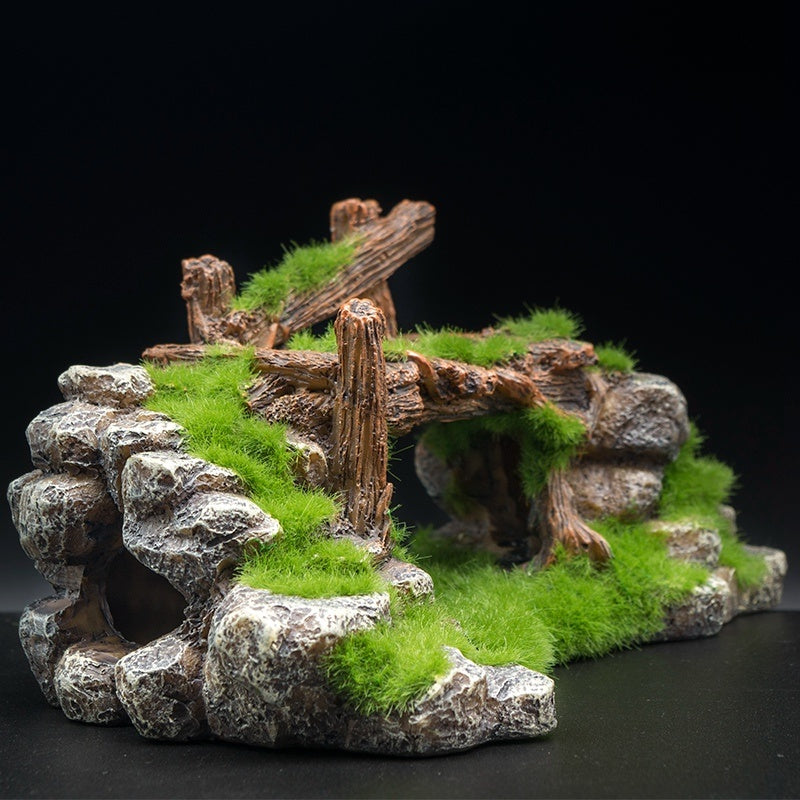 HKM-727123 Resin Aquarium Flock Stone Decoration for Natural Underwater Aesthetic