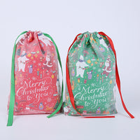 HKM-727251 Cartoon Christmas Drawstring Gift Bag with Pull String