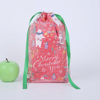HKM-727251 Cartoon Christmas Drawstring Gift Bag with Pull String