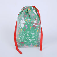 HKM-727251 Cartoon Christmas Drawstring Gift Bag with Pull String