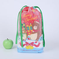 HKM-727251 Cartoon Christmas Drawstring Gift Bag with Pull String