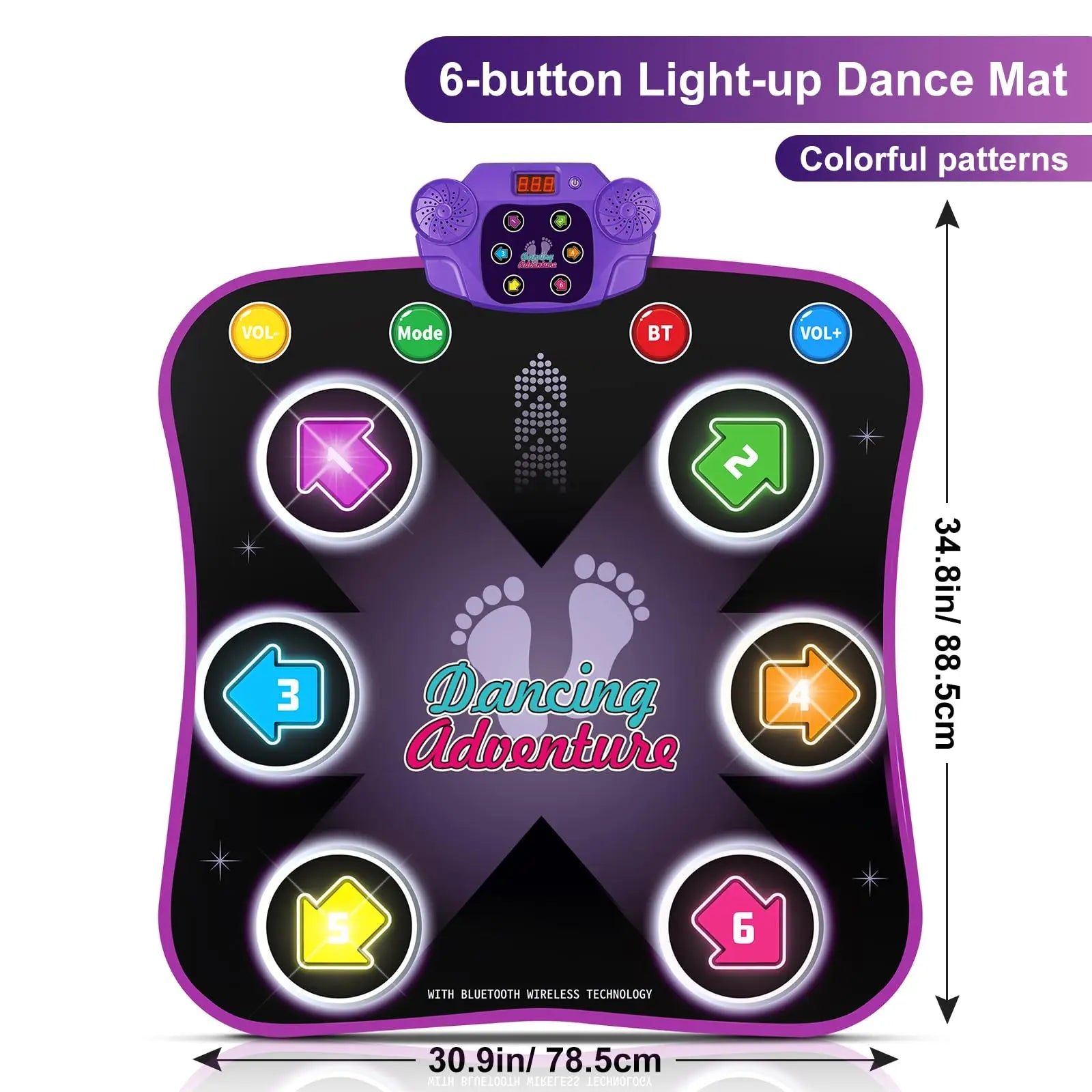 HKM-727251 Wireless Bluetooth Musical Dance Mat for Kids - Educational Touch Play Mat for Home Fun
