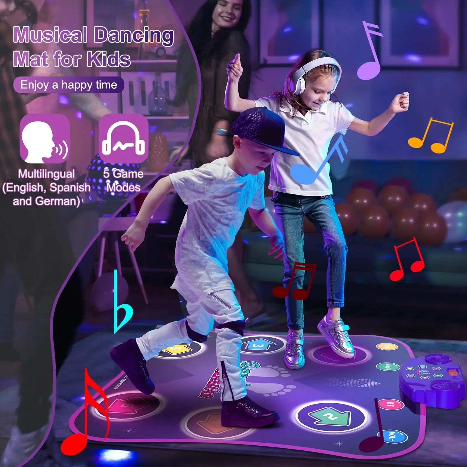 HKM-727251 Wireless Bluetooth Musical Dance Mat for Kids - Educational Touch Play Mat for Home Fun