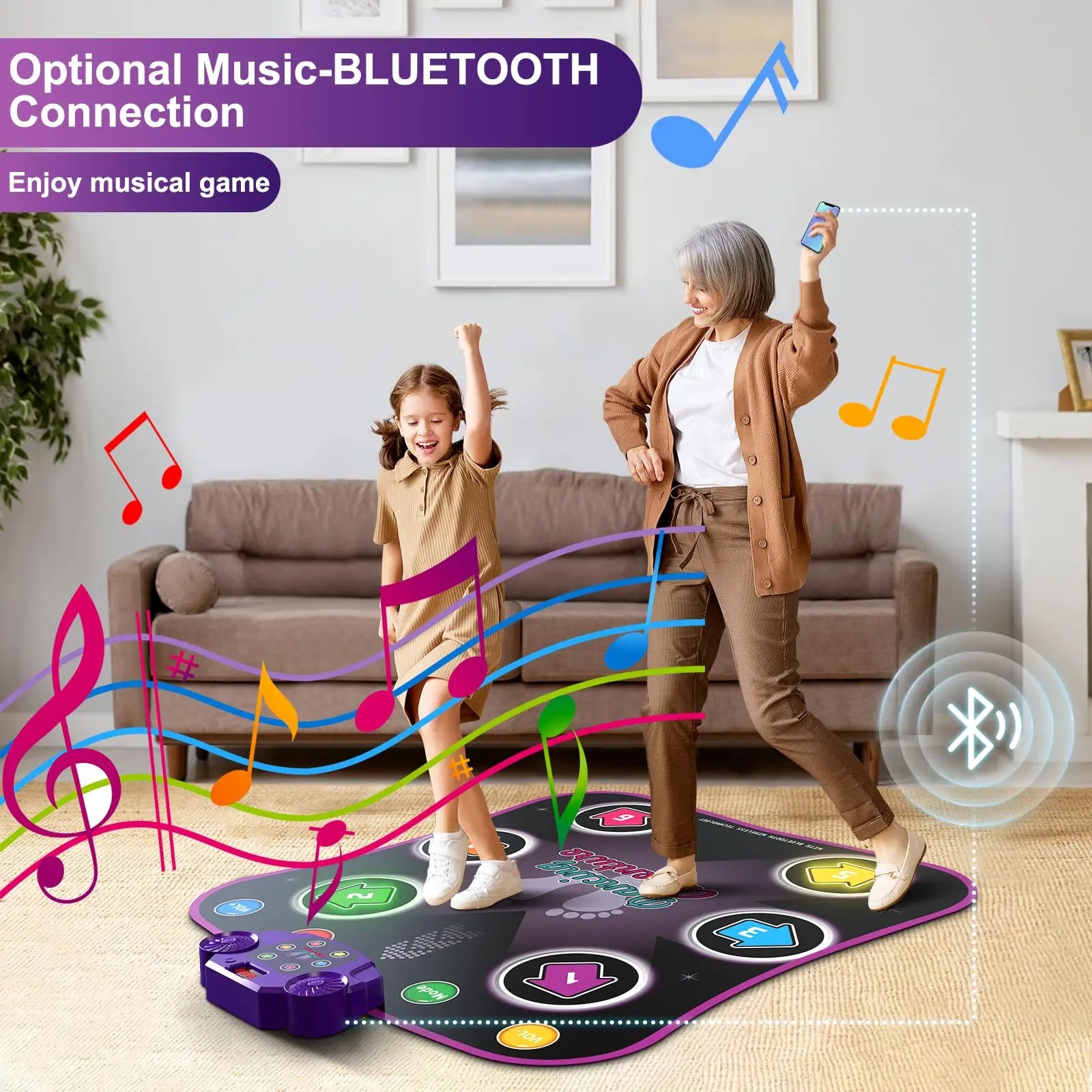 HKM-727251 Wireless Bluetooth Musical Dance Mat for Kids - Educational Touch Play Mat for Home Fun
