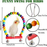 HKM-727379 7-Piece Wooden Parrot Toys Set for Bird Cage Accessories