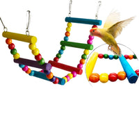 HKM-727379 7-Piece Wooden Parrot Toys Set for Bird Cage Accessories