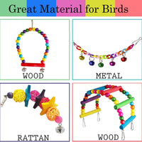 HKM-727379 7-Piece Wooden Parrot Toys Set for Bird Cage Accessories