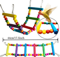 HKM-727379 7-Piece Wooden Parrot Toys Set for Bird Cage Accessories