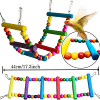 HKM-727379 7-Piece Wooden Parrot Toys Set for Bird Cage Accessories