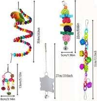 HKM-727379 7-Piece Wooden Parrot Toys Set for Bird Cage Accessories