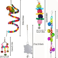 HKM-727379 7-Piece Wooden Parrot Toys Set for Bird Cage Accessories