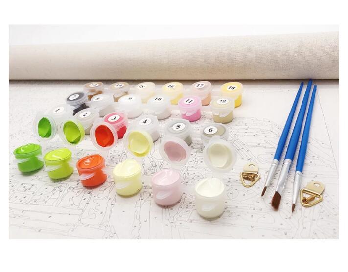 HKM-727443 DIY Landscape Paint by Numbers on Linen – Hand-Painted Oil Painting Kit
