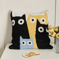 HKM-727507 Crescent Cat Plush Pillow Cover with Core - 45x45cm, Soft PP Cotton Filling