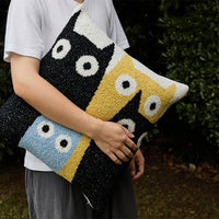 HKM-727507 Crescent Cat Plush Pillow Cover with Core - 45x45cm, Soft PP Cotton Filling