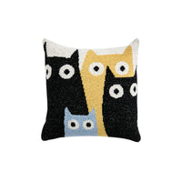 HKM-727507 Crescent Cat Plush Pillow Cover with Core - 45x45cm, Soft PP Cotton Filling