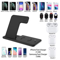 HKM-727507 Three-in-One Wireless Charger with 15W Output for Apple Watch, AirPods, and Smartphone