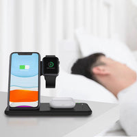 HKM-727507 Three-in-One Wireless Charger with 15W Output for Apple Watch, AirPods, and Smartphone