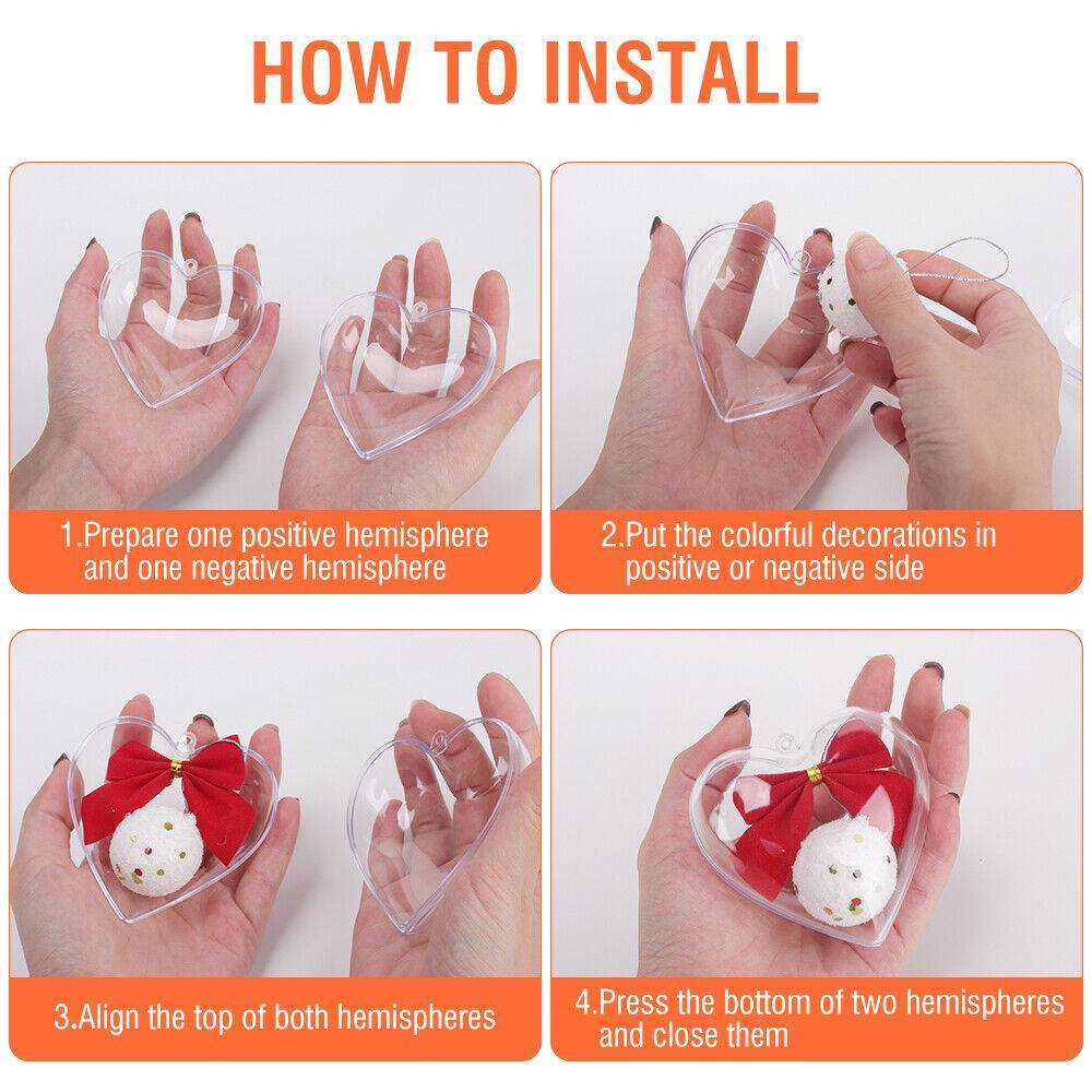 HKM-727571 5PCS Clear Plastic Christmas Tree Baubles for DIY Holiday Decorations