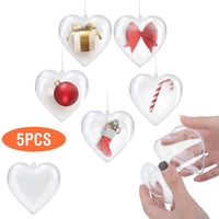 HKM-727571 5PCS Clear Plastic Christmas Tree Baubles for DIY Holiday Decorations