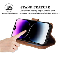 HKM-727699 Leather Flip Case Wallet Card Holder for iPhone Models - Black, Blue, Burgundy, Brown