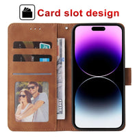 HKM-727699 Leather Flip Case Wallet Card Holder for iPhone Models - Black, Blue, Burgundy, Brown
