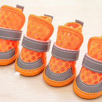 HKM-727763 Small Dog Rubber Shoes - Non-Slip, Wear-Resistant in Blue, Red, Orange, Green (Set of 4)