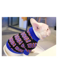 HKM-727763 Winter Warm Sweater for Pugs, Teddies, Schnauzers, Shiba Inus & Bichons in Blue and Red