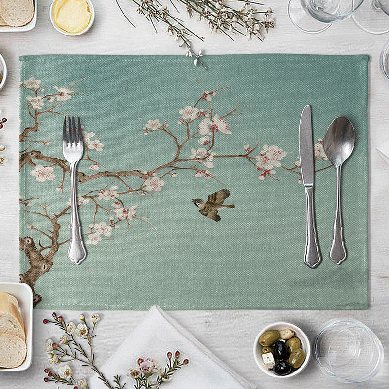 HKM-727827 Plum Blossom Cloth Table Mat for Dining Room and Home Decor