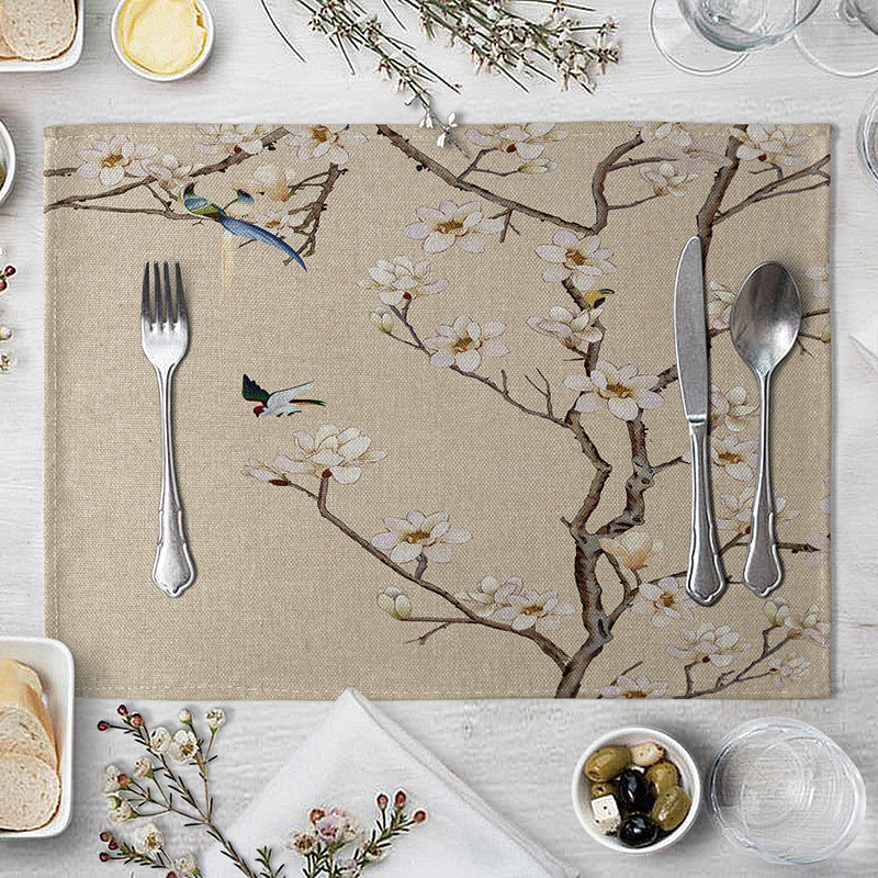 HKM-727827 Plum Blossom Cloth Table Mat for Dining Room and Home Decor